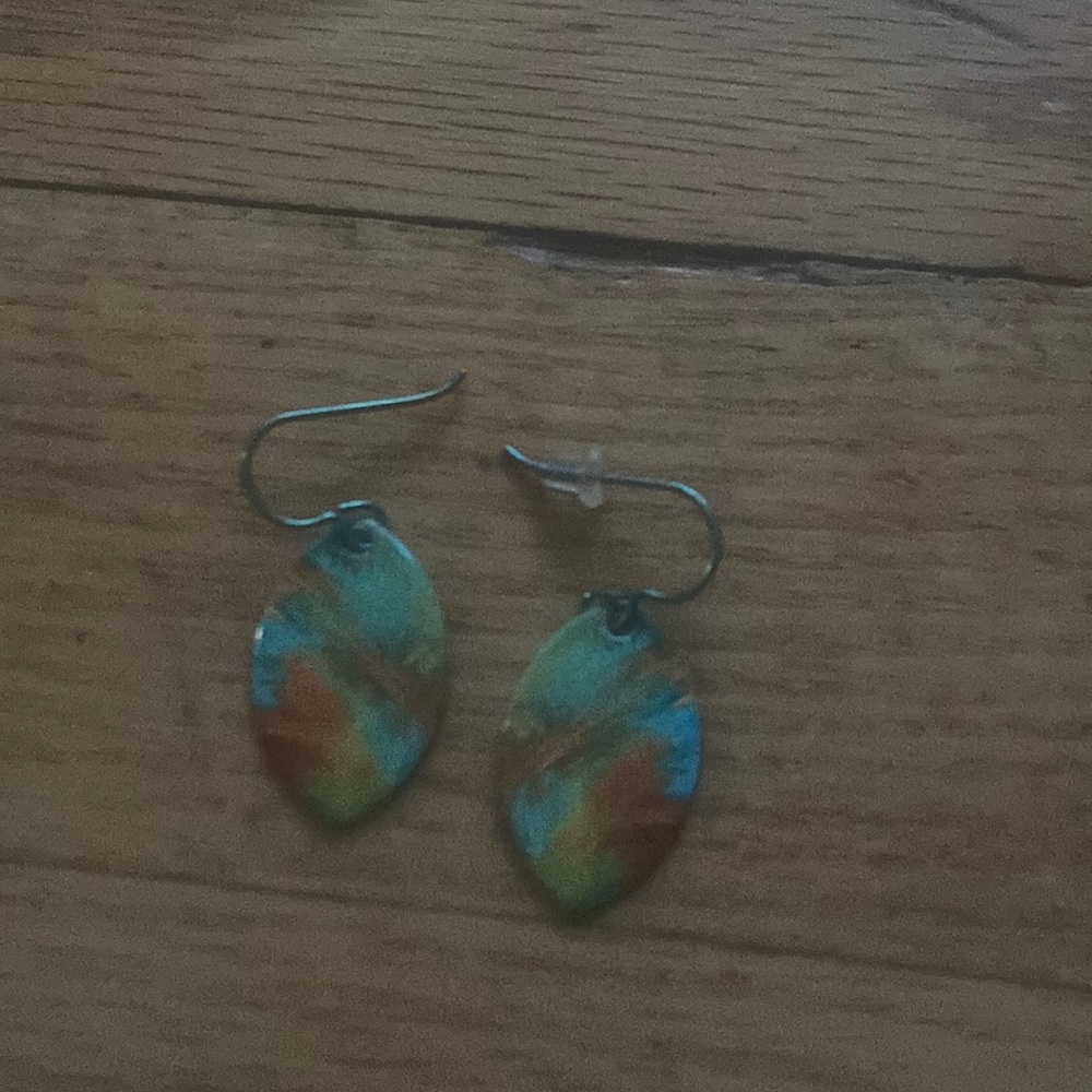 Multicolor Leaf Shaped Earrings - image 1